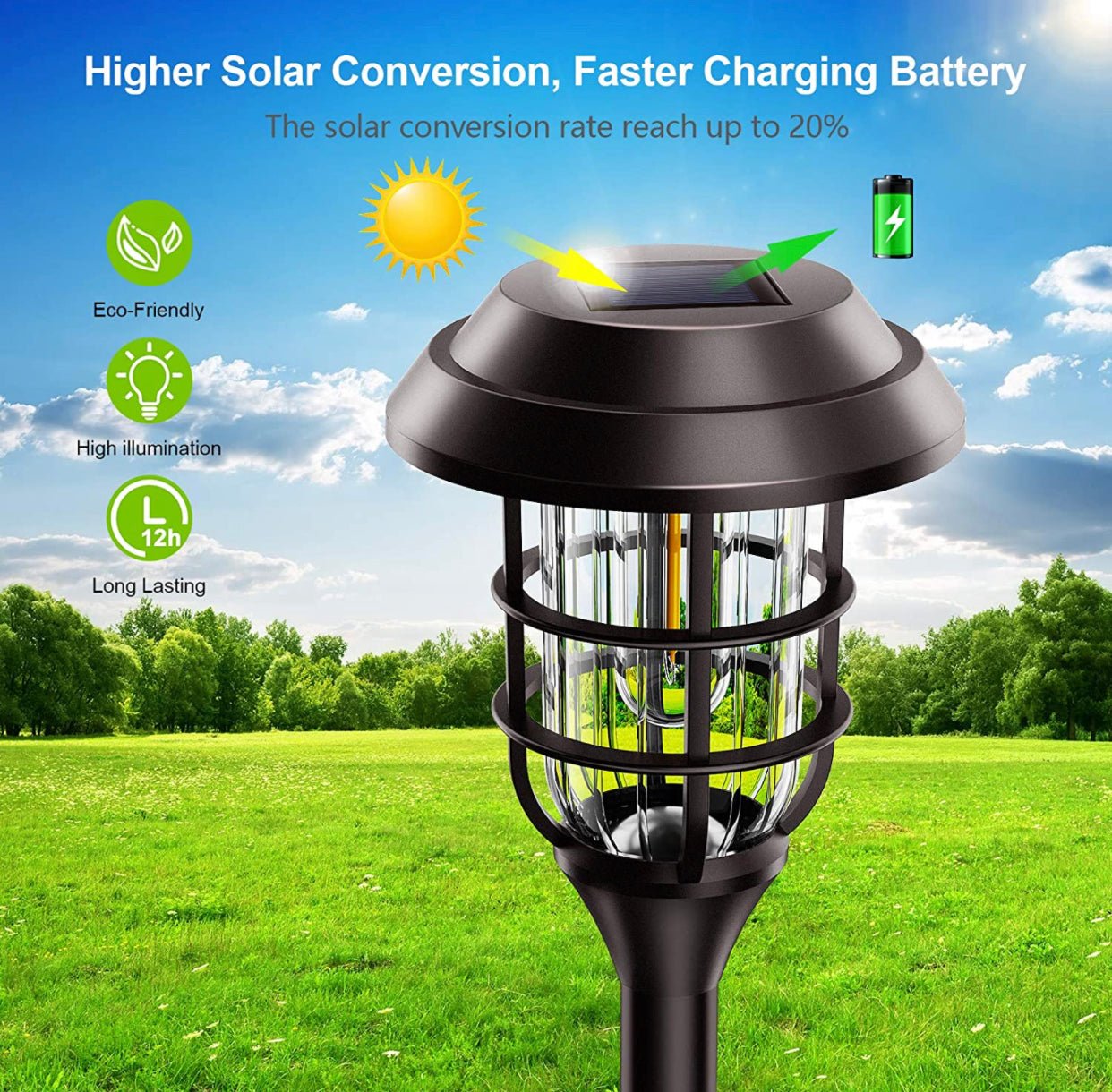 LANSGARINE Solar Pathway Lights Outdoor 8 Pack - Outdoor Solar Outlet