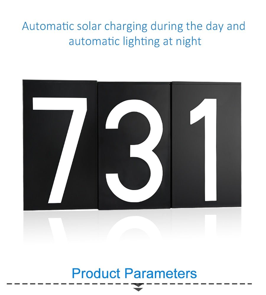 LED House Number Solar Power Digital Hotal Door Wall Solar Light Address Number Sign Lamp Custom Street Number Plaque - Outdoor Solar Outlet