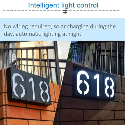 LED House Number Solar Power Digital Hotal Door Wall Solar Light Address Number Sign Lamp Custom Street Number Plaque - Outdoor Solar Outlet