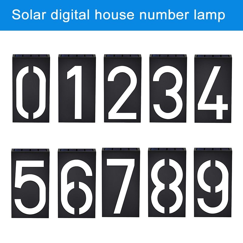 LED House Number Solar Power Digital Hotal Door Wall Solar Light Address Number Sign Lamp Custom Street Number Plaque - Outdoor Solar Outlet