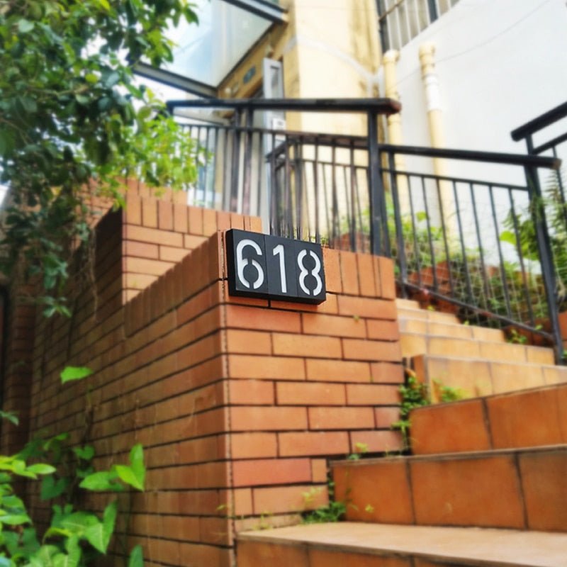 LED House Number Solar Power Digital Hotal Door Wall Solar Light Address Number Sign Lamp Custom Street Number Plaque - Outdoor Solar Outlet