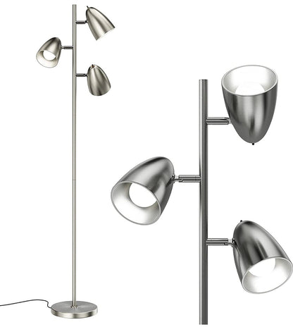 LED Reading and Floor Lamp - Standing Tall Pole Lamp with 3 LED Bulbs - Outdoor Solar Outlet