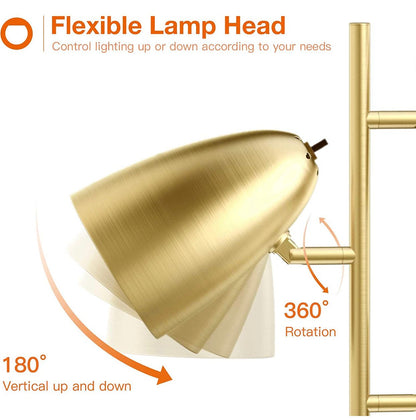 LED Reading and Floor Lamp - Standing Tall Pole Lamp with 3 LED Bulbs - Outdoor Solar Outlet