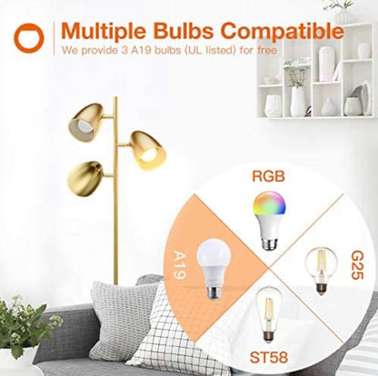 LED Reading and Floor Lamp - Standing Tall Pole Lamp with 3 LED Bulbs - Outdoor Solar Outlet