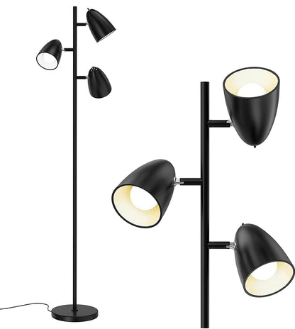 LED Reading and Floor Lamp - Standing Tall Pole Lamp with 3 LED Bulbs - Outdoor Solar Outlet