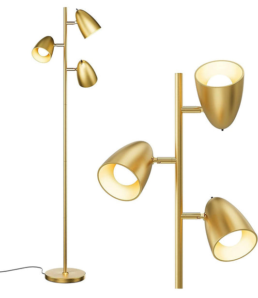 LED Reading and Floor Lamp - Standing Tall Pole Lamp with 3 LED Bulbs - Outdoor Solar Outlet