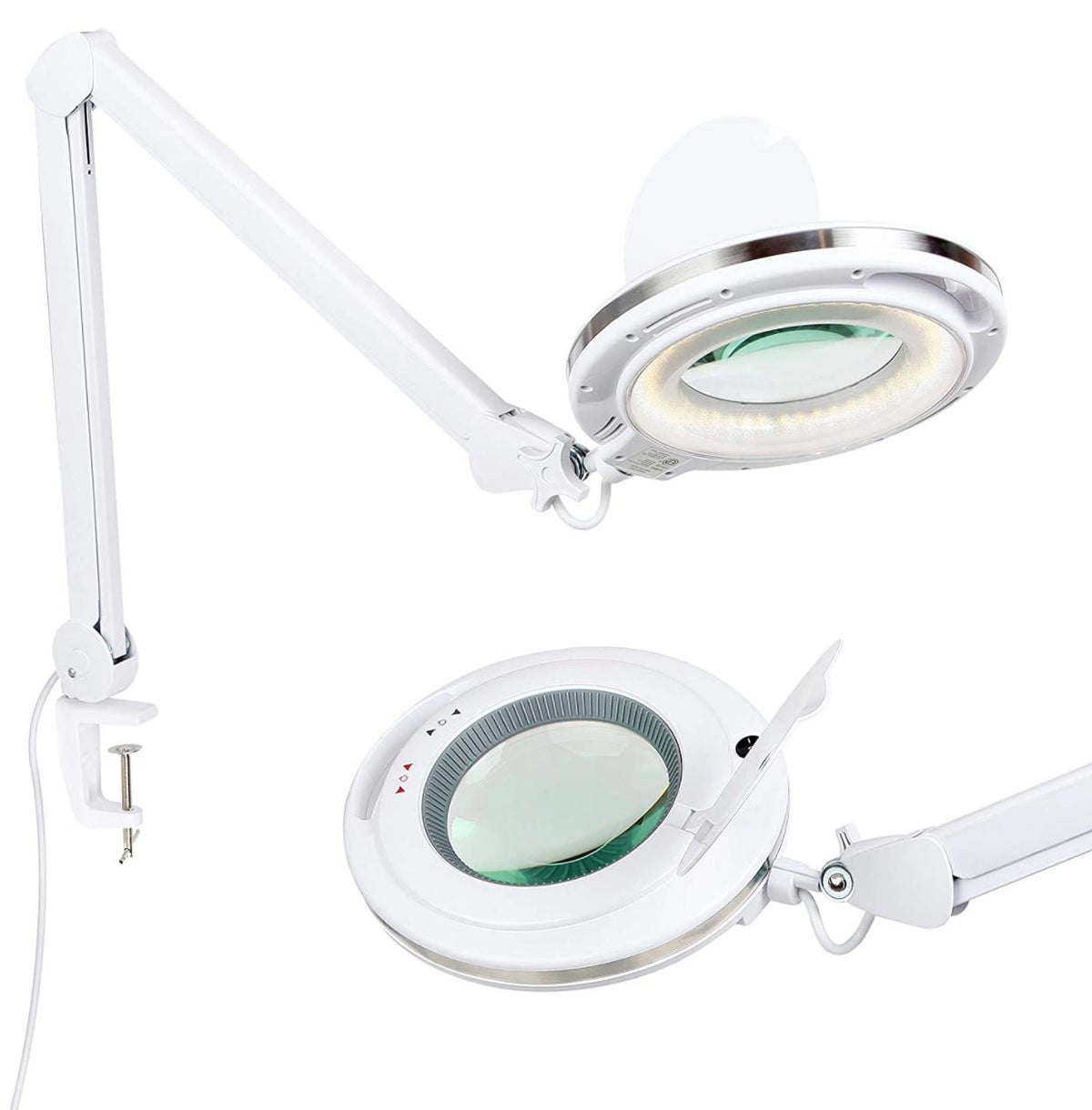 LightView Pro Magnifying Lamp & Table Clamp - Durable Glass Magnifier with Bright LED Light - Adjustable Light 2.25X - Outdoor Solar Outlet