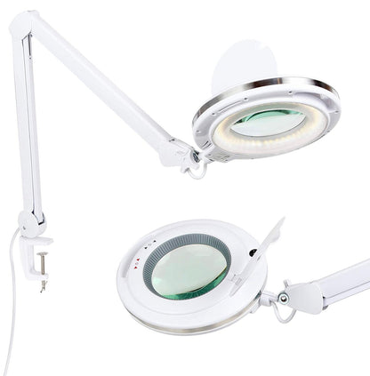 LightView Pro Magnifying Lamp & Table Clamp - Durable Glass Magnifier with Bright LED Light - Adjustable Light 2.25X - Outdoor Solar Outlet