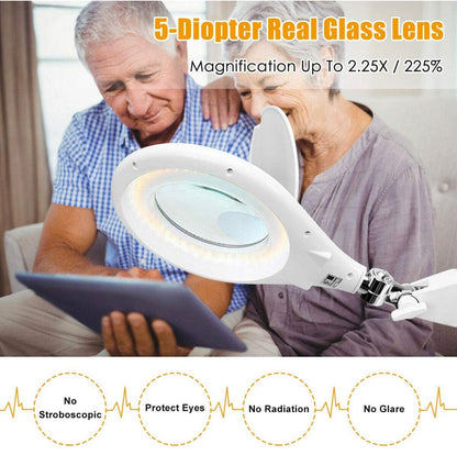 Magnifying Floor Lamp with 5 Wheels Rolling Base, 2.25X Magnifier with LED Light, 2-in-1 - Outdoor Solar Outlet