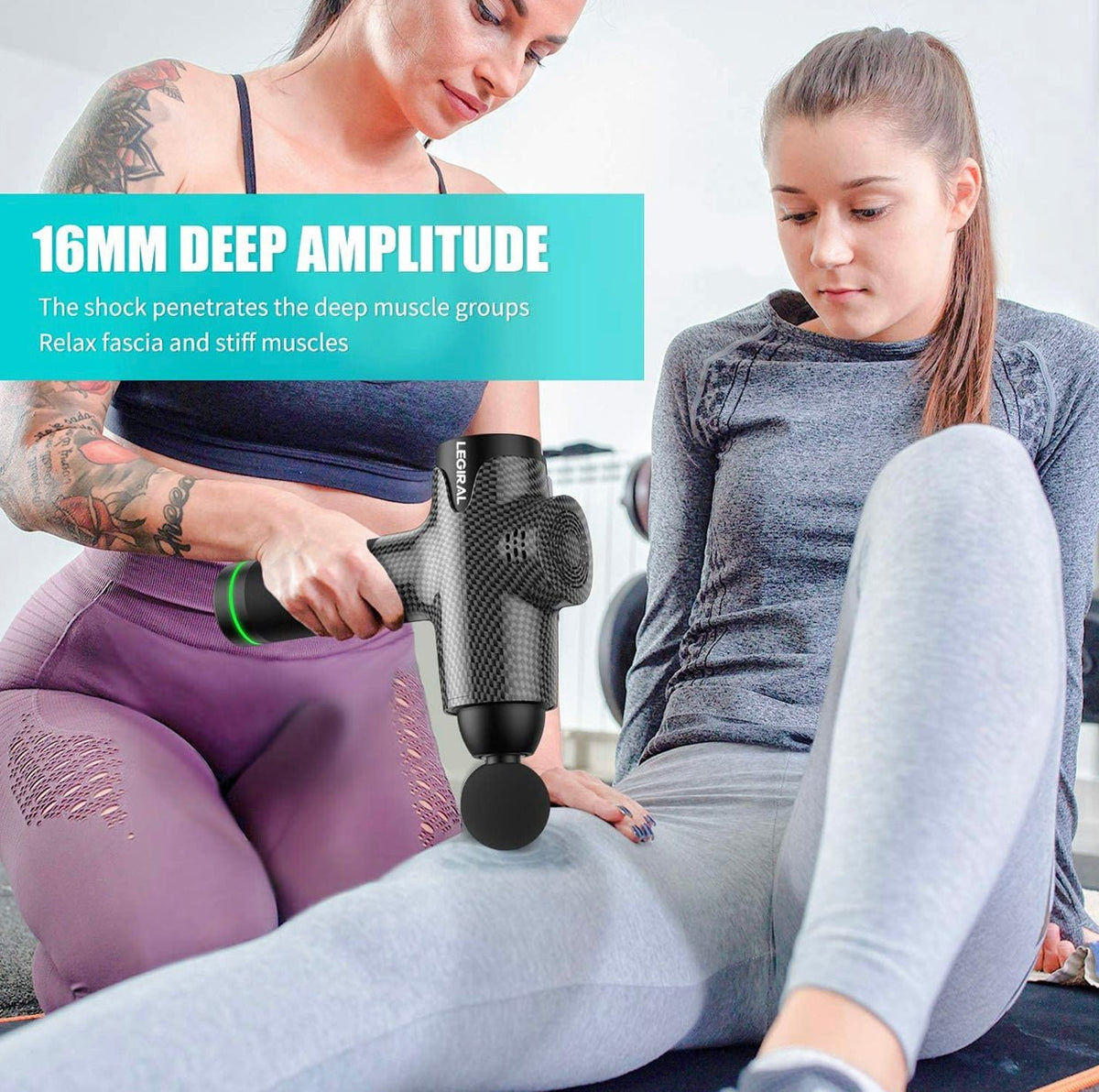 Massage Gun for Athletes, Portable Fiber Carbon Massager Gun with 6 Massage Heads 20 Speed - Outdoor Solar Outlet