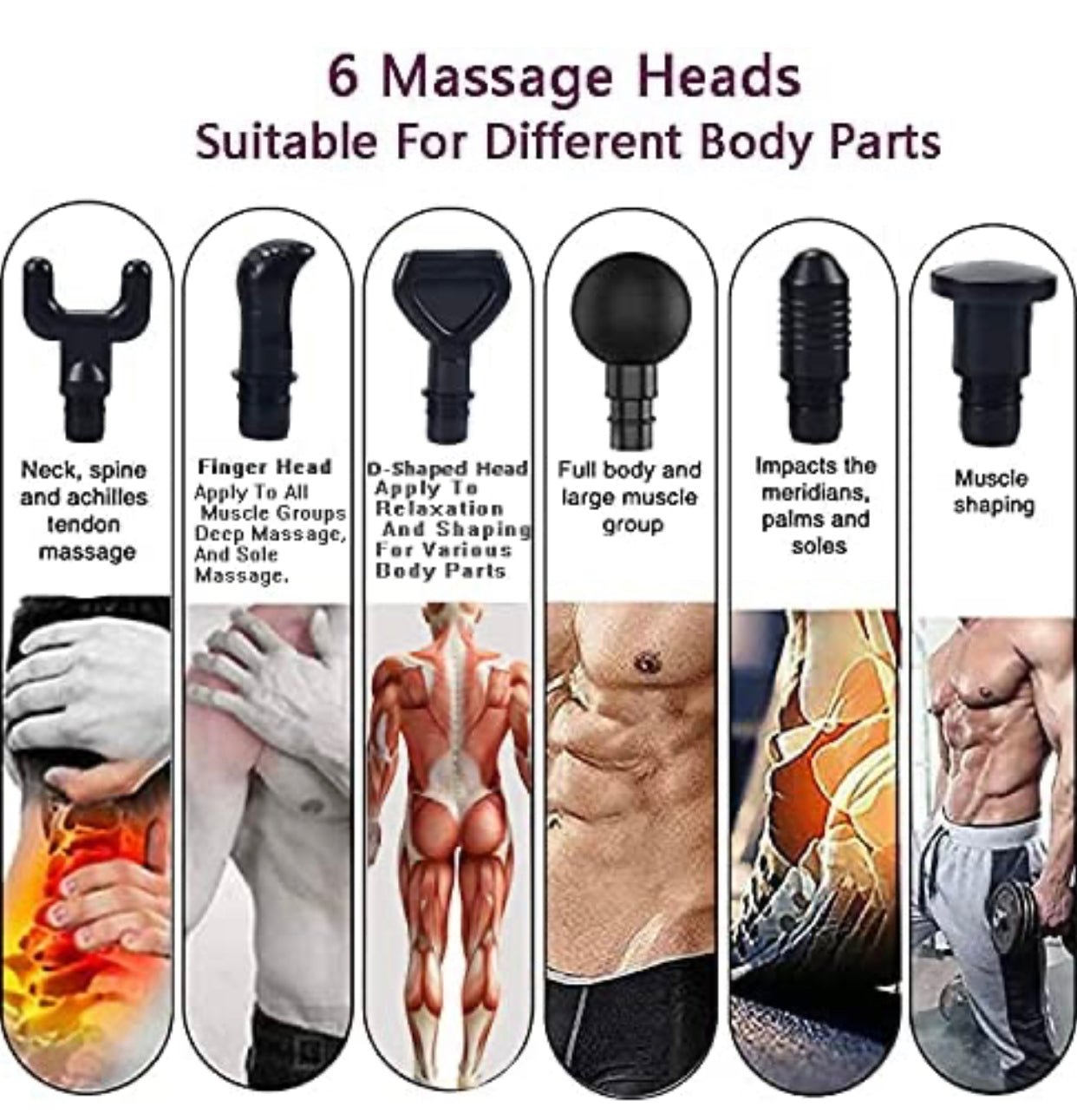 Massage Gun for Athletes, Portable Fiber Carbon Massager Gun with 6 Massage Heads 20 Speed - Outdoor Solar Outlet