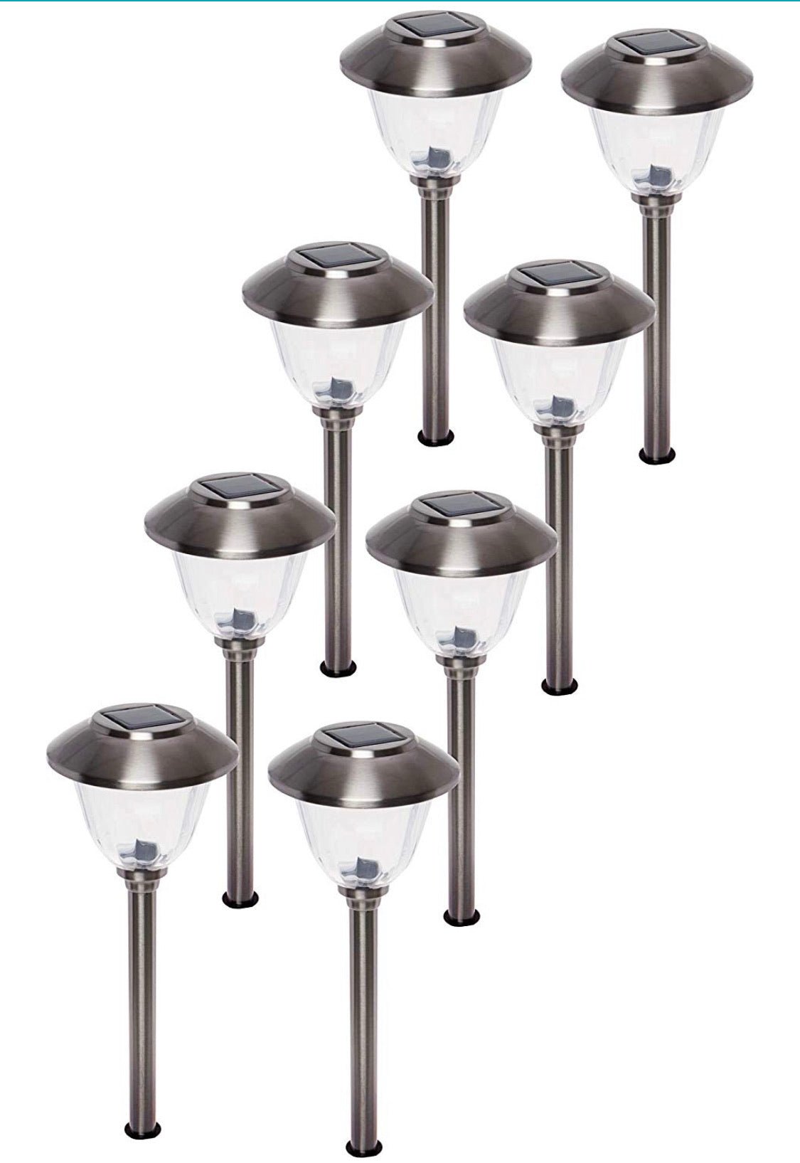 Member's Mark 8 Piece LED Solar Path Lights 14 Lumen - Stainless Steel ( Silver ) - Outdoor Solar Outlet