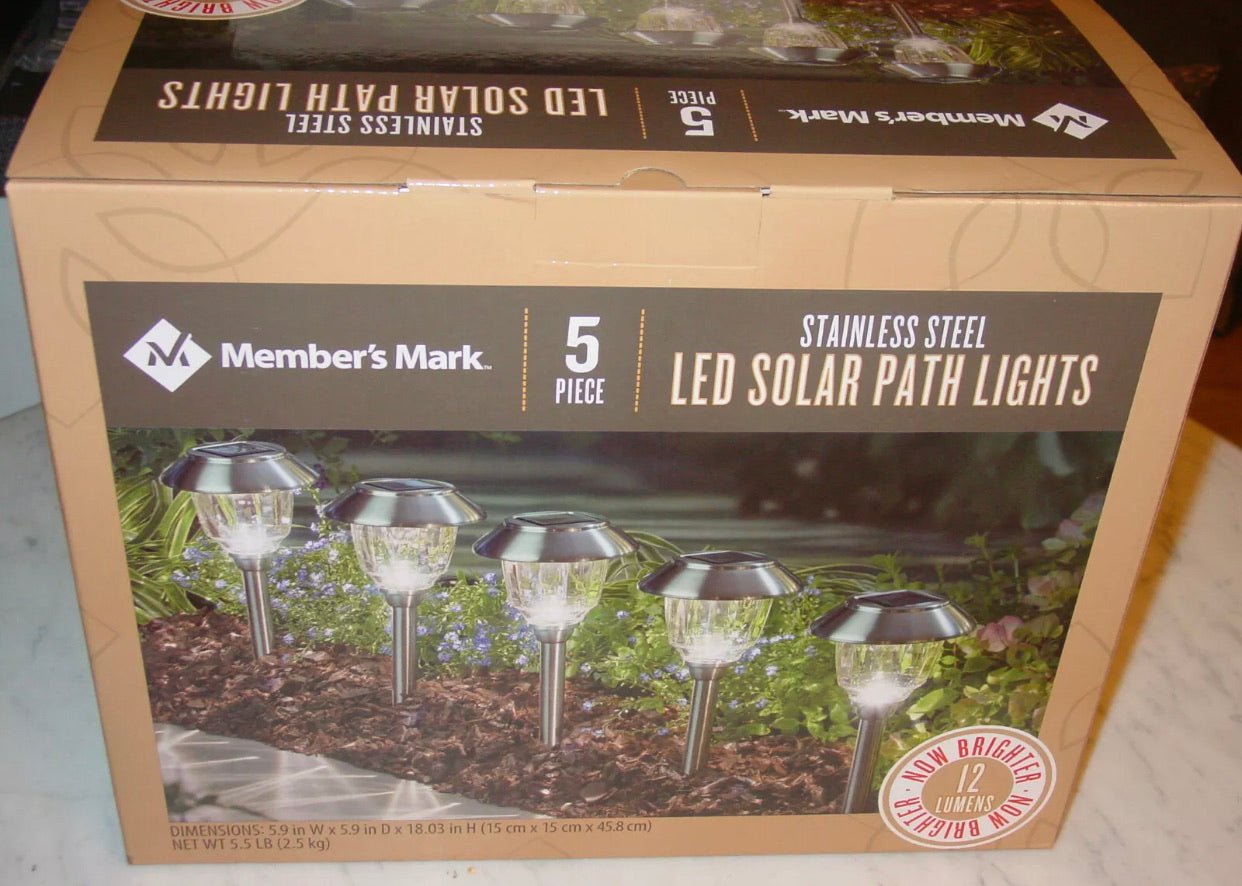 Member's Mark Solar LED Pathway Lights, Stainless Steel 12 Lumens (6 Pack) - Outdoor Solar Outlet