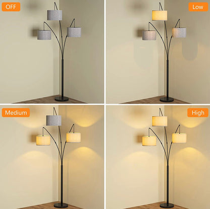 Modern Arc Floor Lamp w/ Marble Base - 3 Lights Hanging Over The Couch from Behind - Multi Head Arching Tree Lamp -Oil Rubbed Bronze - Outdoor Solar Outlet