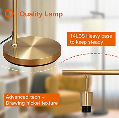 Modern Floor Lamp, Classic Standing Lamp Reading Standing Light for Bedroom Living Room with LED Bulb - Outdoor Solar Outlet