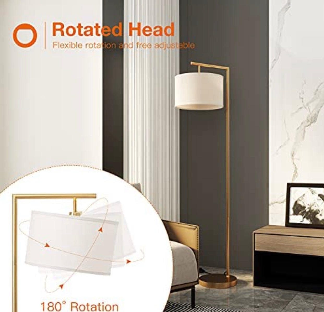 Modern Floor Lamp, Classic Standing Lamp Reading Standing Light for Bedroom Living Room with LED Bulb - Outdoor Solar Outlet