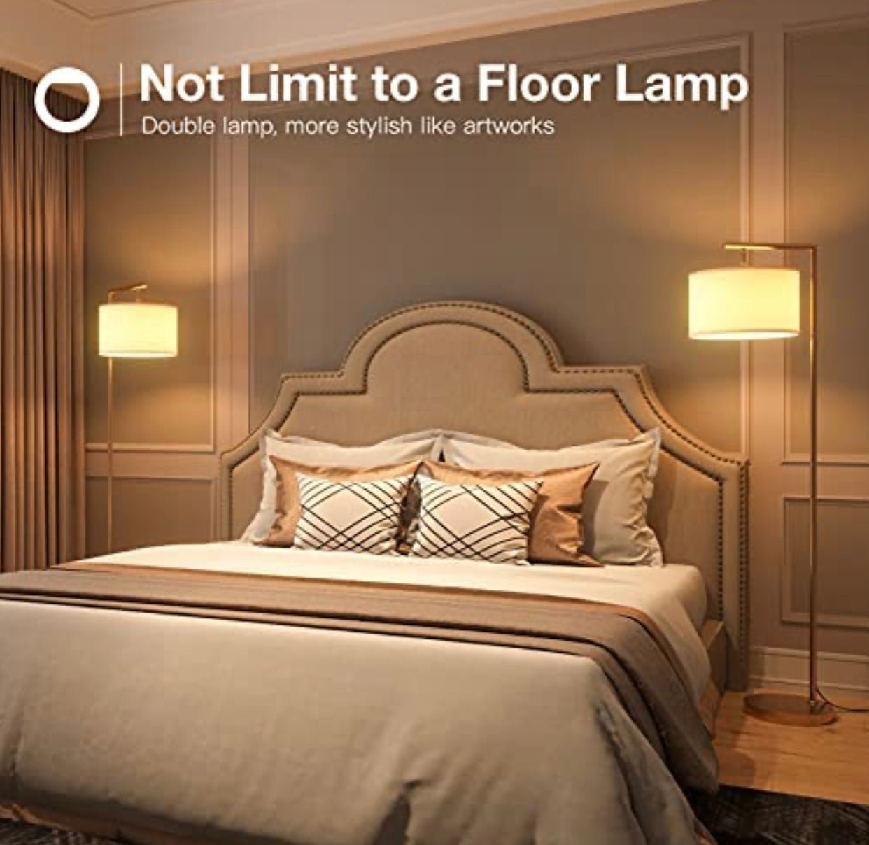 Modern Floor Lamp, Classic Standing Lamp Reading Standing Light for Bedroom Living Room with LED Bulb - Outdoor Solar Outlet