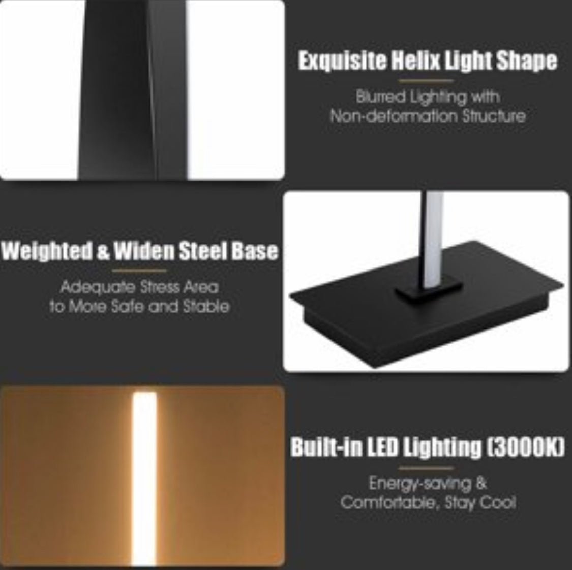 Modern LED Floor Lamp for Living Room Bright Lighting - 48" Tall Light-Dimmable - Outdoor Solar Outlet