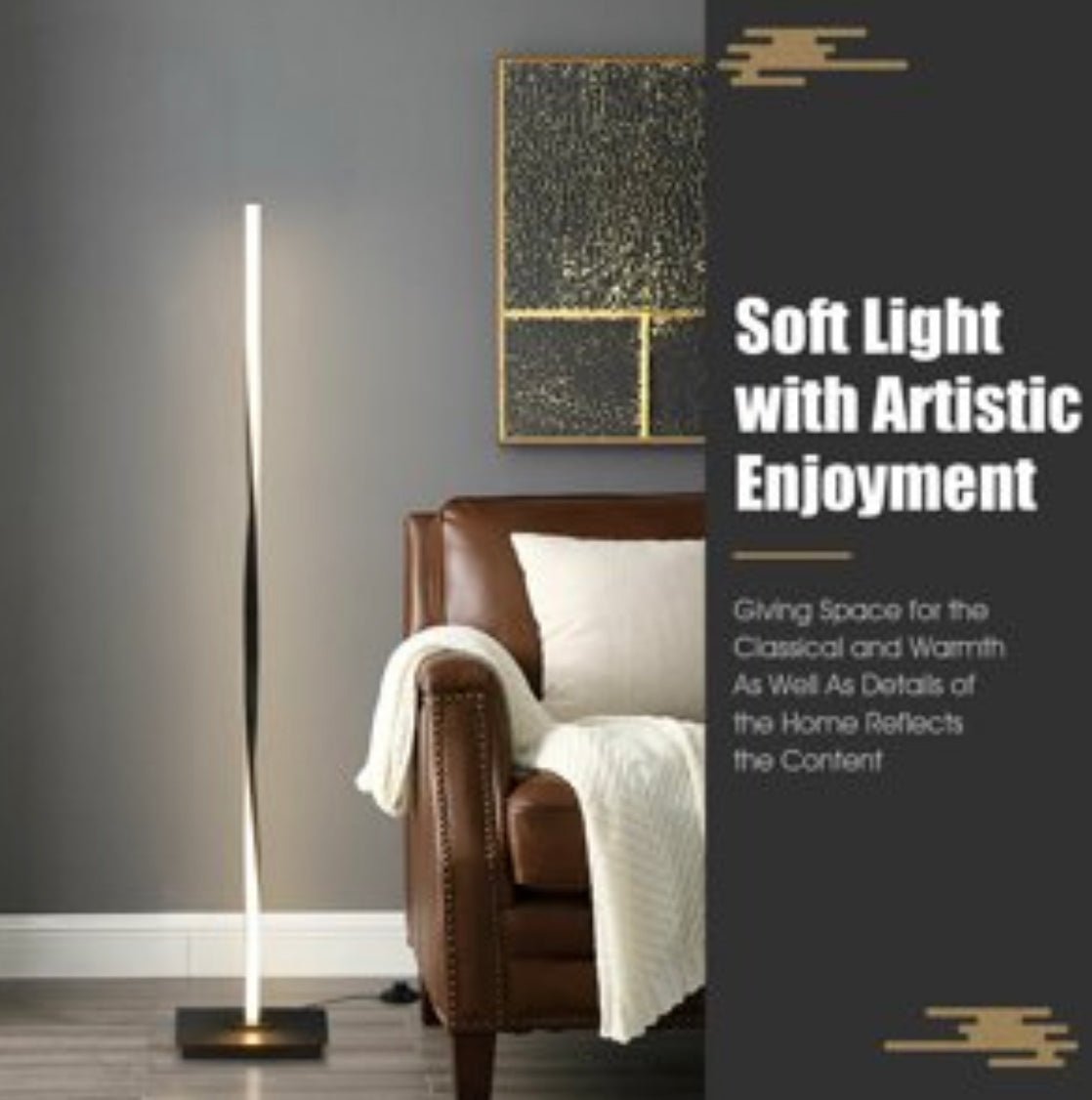 Modern LED Floor Lamp for Living Room Bright Lighting - 48" Tall Light-Dimmable - Outdoor Solar Outlet