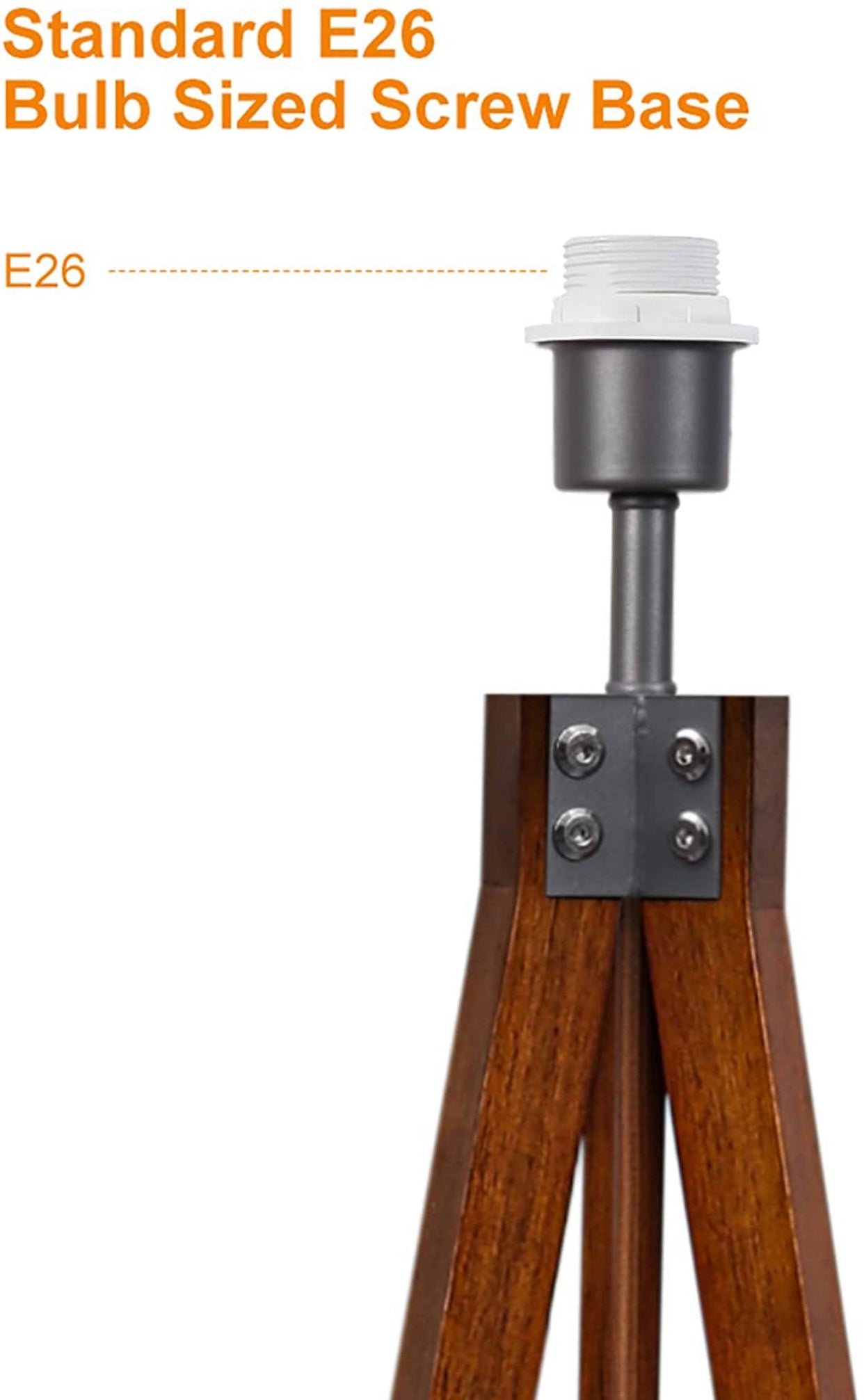 Modern Tripod LED Floor Lamp – Mid Century Dimmable Modern Light for Contemporary Living Rooms - Tall Free Standing Lamp with Solid Wood Legs - Outdoor Solar Outlet