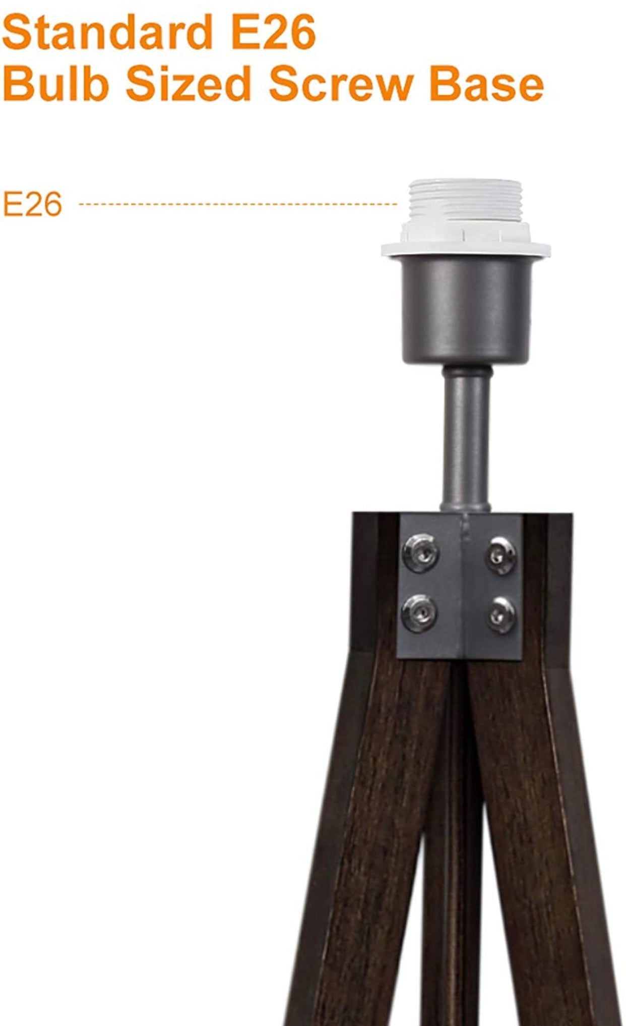 Modern Tripod LED Floor Lamp – Mid Century Dimmable Modern Light for Contemporary Living Rooms - Tall Free Standing Lamp with Solid Wood Legs - Outdoor Solar Outlet