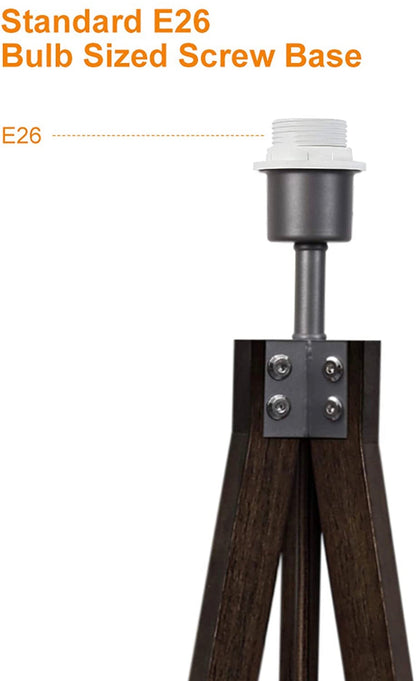 Modern Tripod LED Floor Lamp – Mid Century Dimmable Modern Light for Contemporary Living Rooms - Tall Free Standing Lamp with Solid Wood Legs - Outdoor Solar Outlet