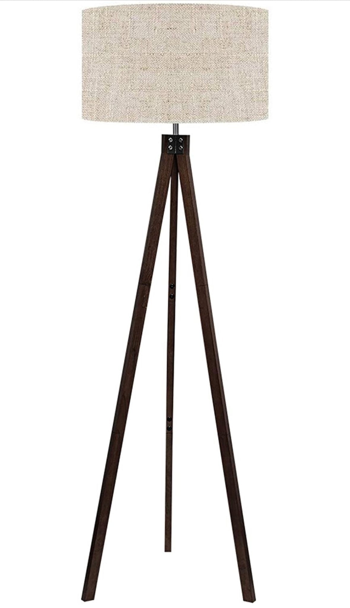 Modern Tripod LED Floor Lamp – Mid Century Dimmable Modern Light for Contemporary Living Rooms - Tall Free Standing Lamp with Solid Wood Legs - Outdoor Solar Outlet