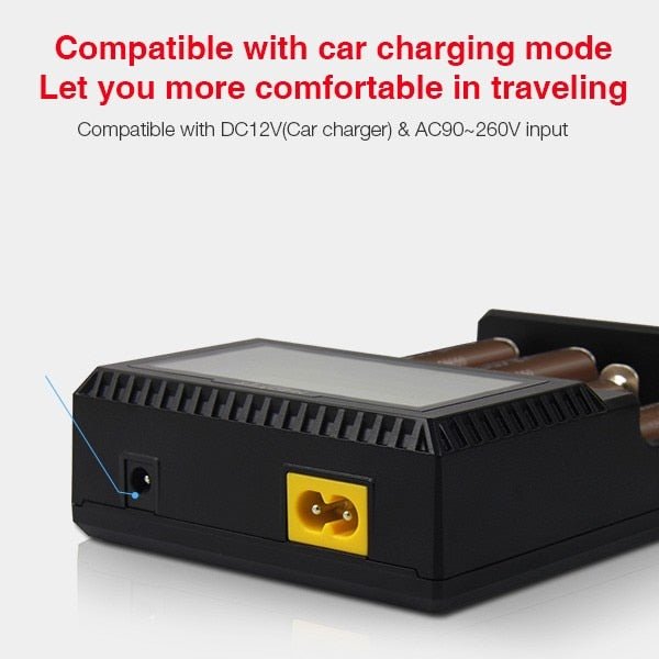 Original MiBOXER Smart Universal 4-Bay Charger, Automatic LCD Display,Fast Charging Rechargeable Li-ion LiFePO4 Ni-MH Ni-Cd AA AAA - Outdoor Solar Outlet