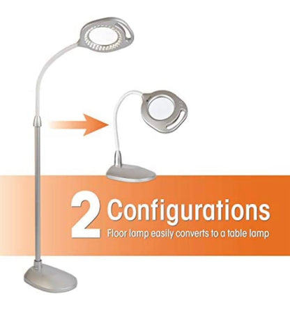 OttLite 2-in-1 LED Magnifier Light Floor and Table Lamps – Optical Grade Hands-Free Magnifying LED Light, Modern Design for Crafting, Sewing, Reading, Needlework - Outdoor Solar Outlet