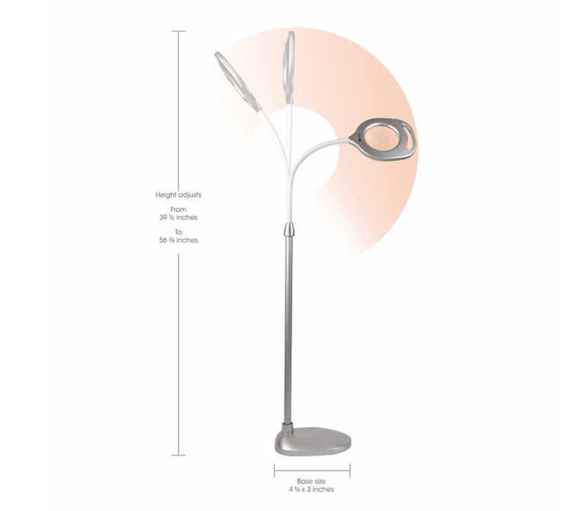 OttLite 2-in-1 LED Magnifier Light Floor and Table Lamps – Optical Grade Hands-Free Magnifying LED Light, Modern Design for Crafting, Sewing, Reading, Needlework - Outdoor Solar Outlet