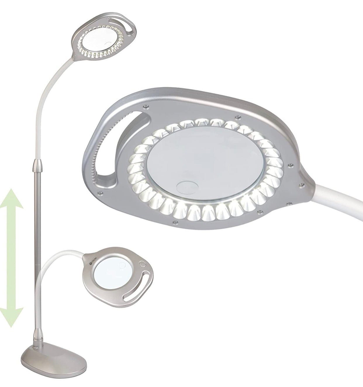 OttLite 2-in-1 LED Magnifier Light Floor and Table Lamps – Optical Grade Hands-Free Magnifying LED Light, Modern Design for Crafting, Sewing, Reading, Needlework - Outdoor Solar Outlet
