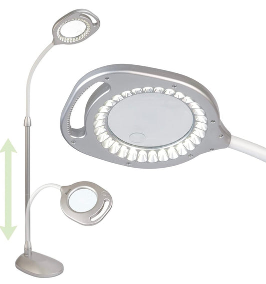 OttLite 2-in-1 LED Magnifier Light Floor and Table Lamps – Optical Grade Hands-Free Magnifying LED Light, Modern Design for Crafting, Sewing, Reading, Needlework - Outdoor Solar Outlet