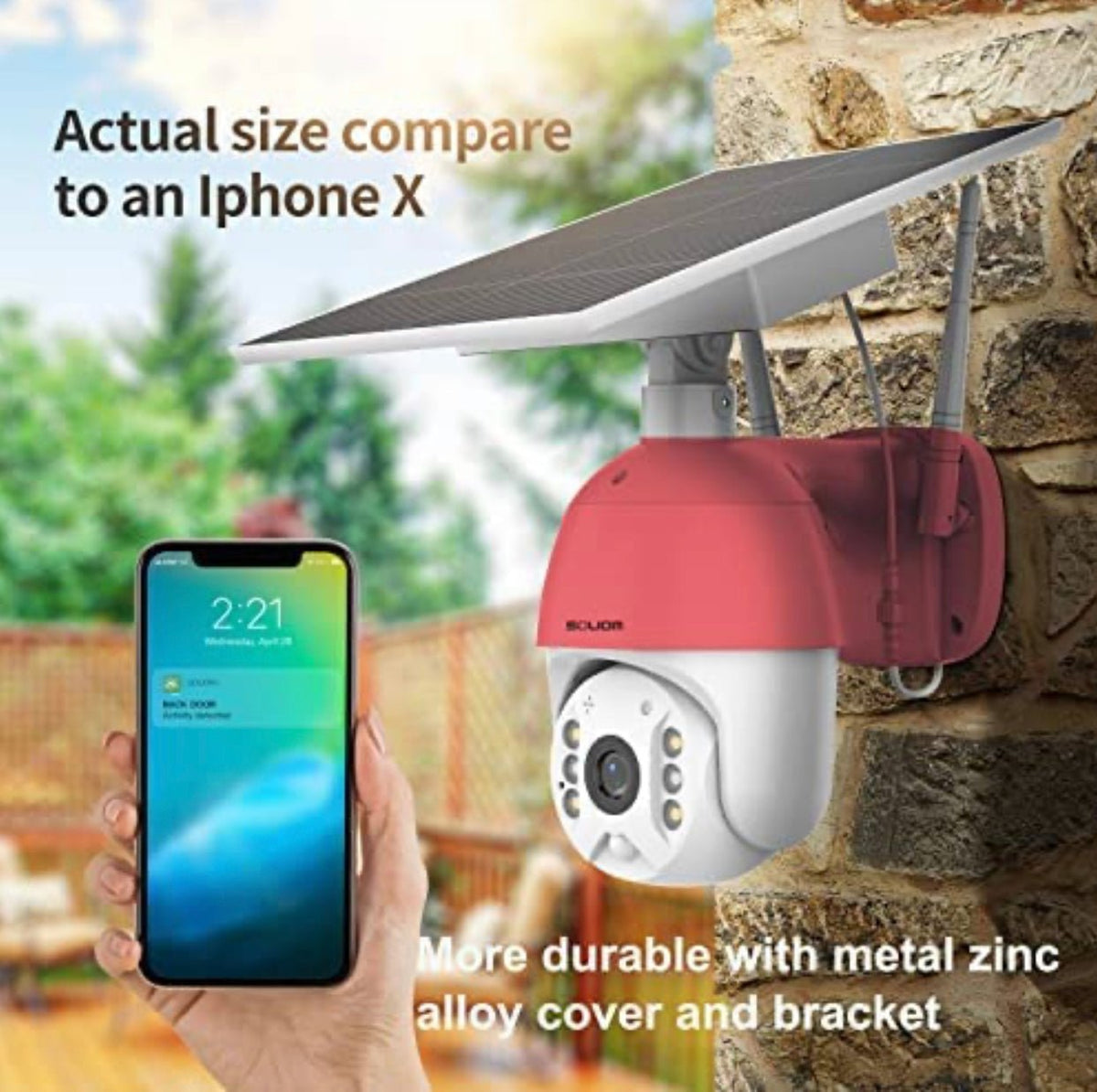Outdoor Home Security Camera, Wireless WiFi Pan Tilt 360° View Spotlight Solar Battery Powered System, Motion Detection and Siren, Color Night Vision, 2-Way Talk, Remote - Outdoor Solar Outlet