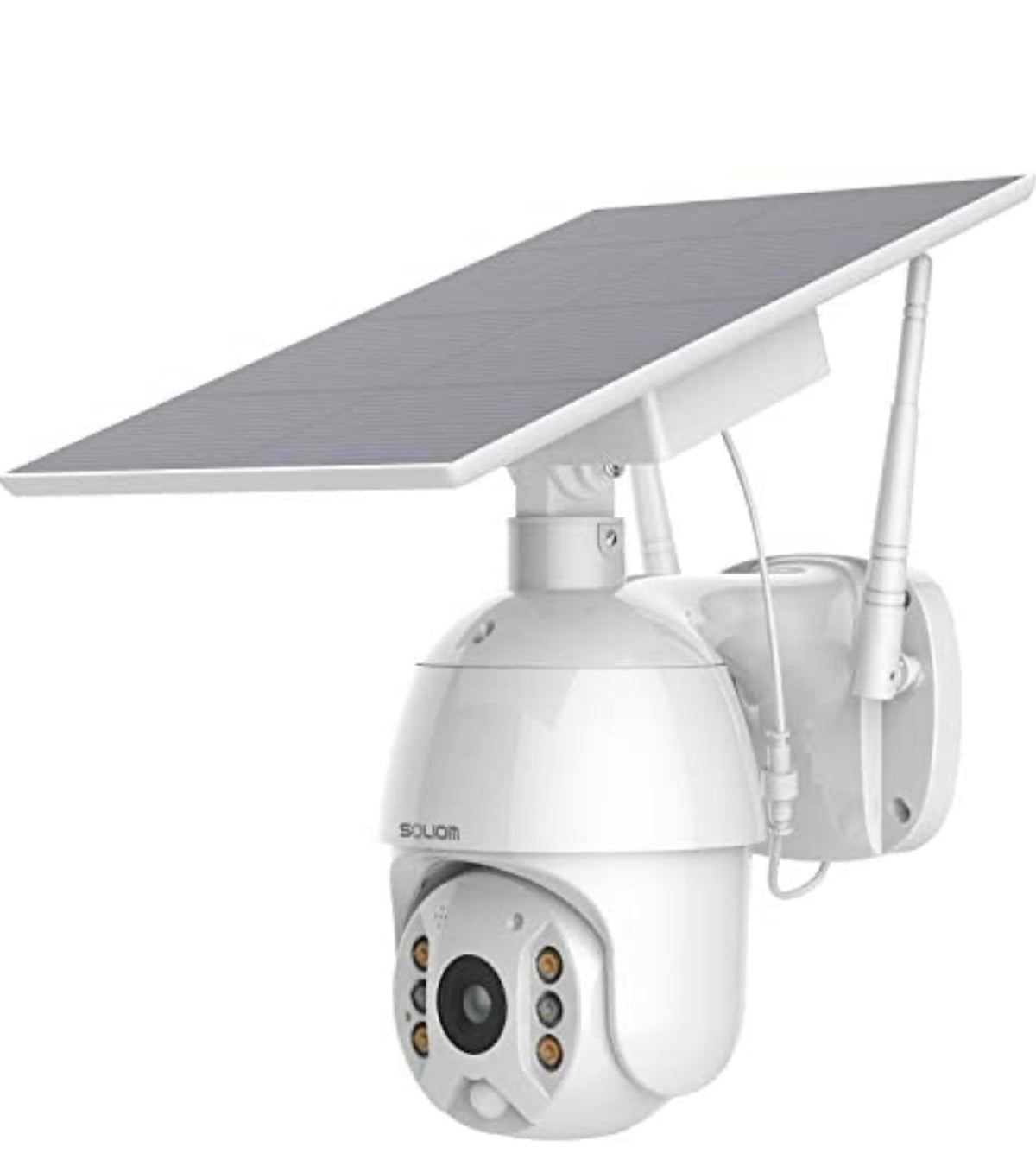 Outdoor Home Security Camera, Wireless WiFi Pan Tilt 360° View Spotlight Solar Battery Powered System, Motion Detection and Siren, Color Night Vision, 2-Way Talk, Remote - Outdoor Solar Outlet