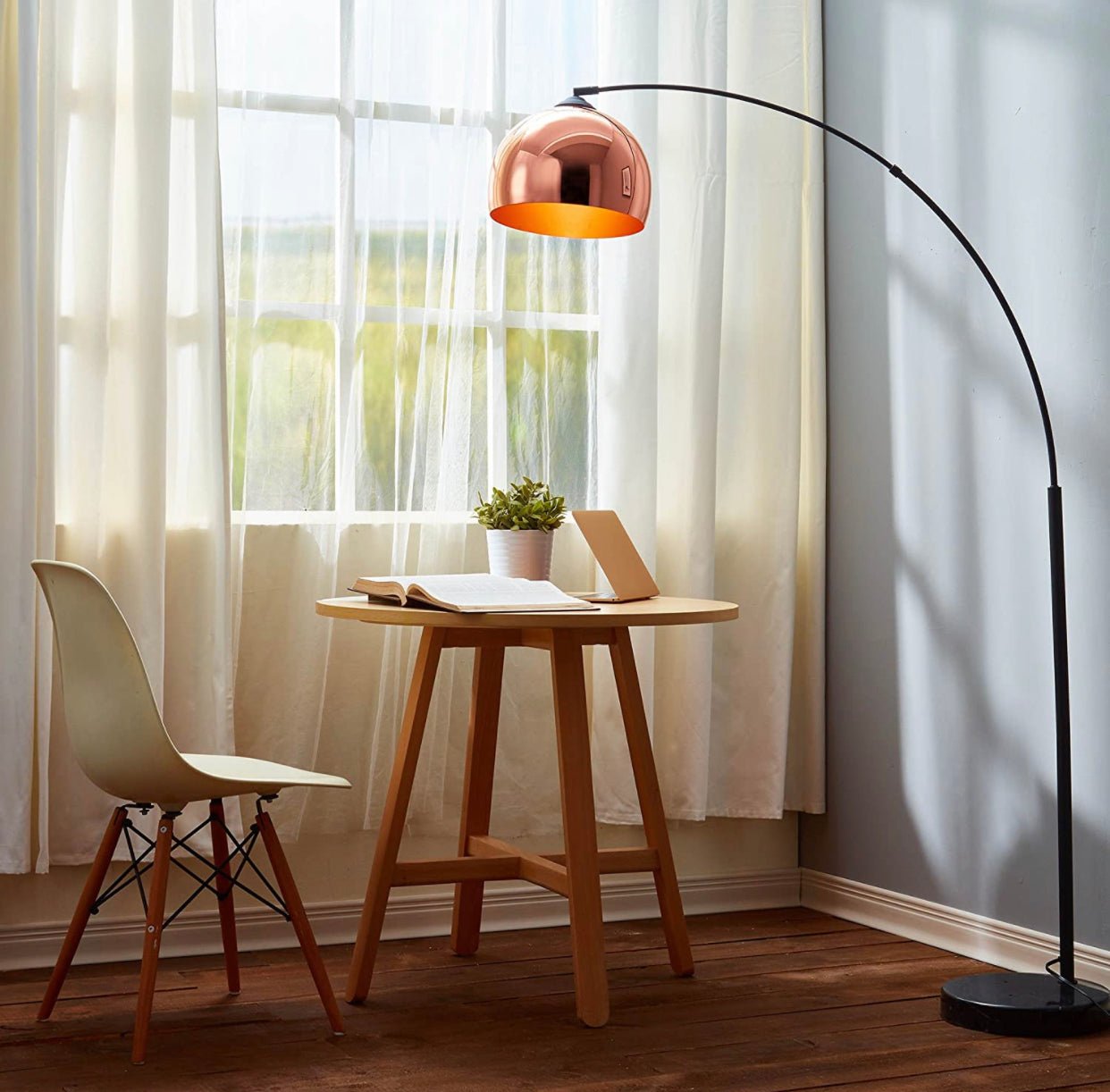 Over The Couch Arc Floor Lamp with Globe Shade, Matches Your Living Room Decor - Standing Light Tall (4-Colors) - Outdoor Solar Outlet