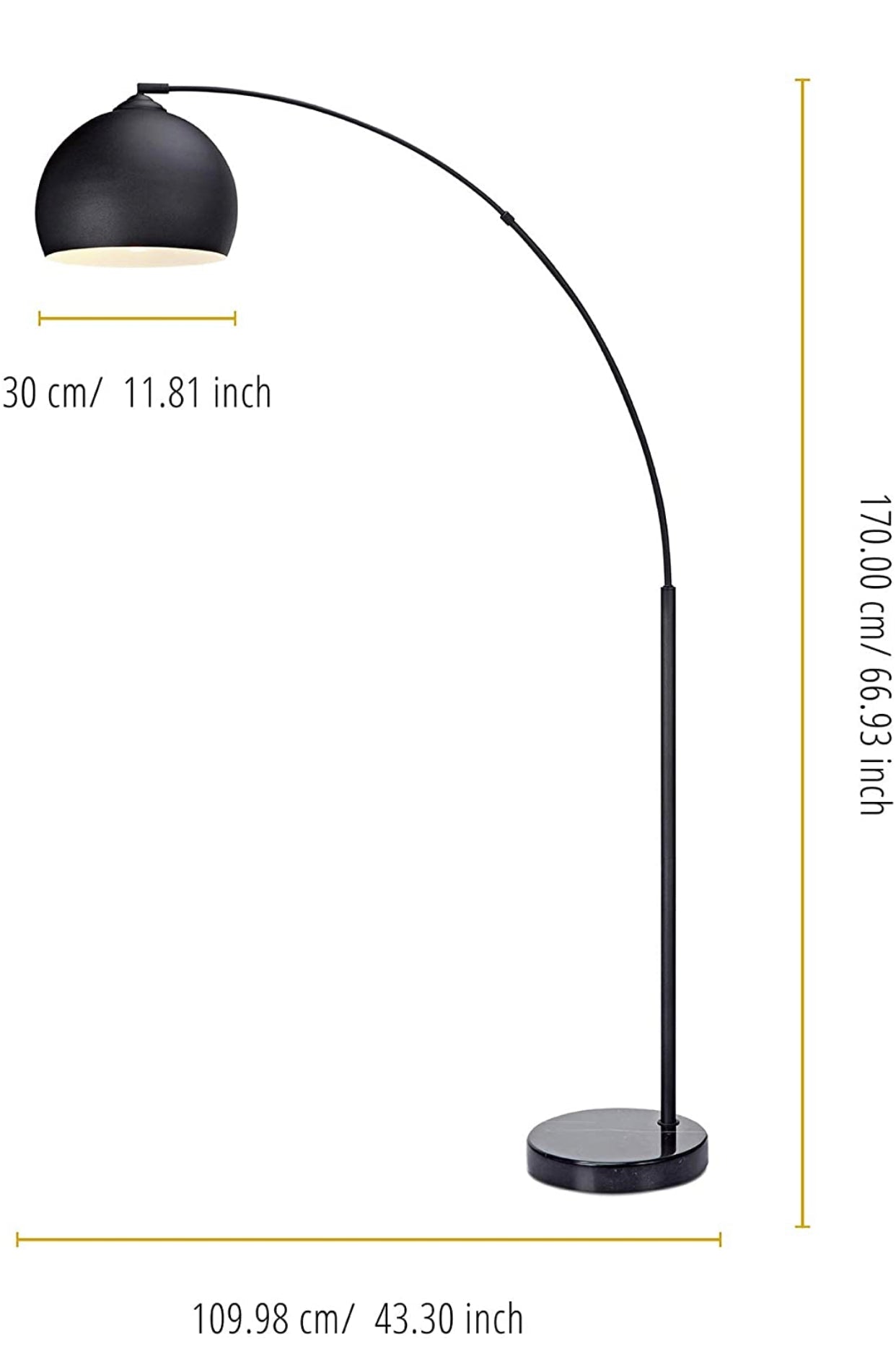 Over The Couch Arc Floor Lamp with Globe Shade, Matches Your Living Room Decor - Standing Light Tall (4-Colors) - Outdoor Solar Outlet