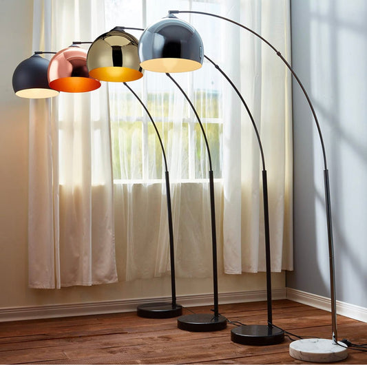 Over The Couch Arc Floor Lamp with Globe Shade, Matches Your Living Room Decor - Standing Light Tall (4-Colors) - Outdoor Solar Outlet