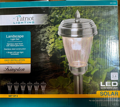 Patriot Lighting Kingston Pathway Solar Lights Stainless Still (12-Pack) - Outdoor Solar Outlet
