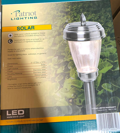 Patriot Lighting Kingston Pathway Solar Lights Stainless Still (12-Pack) - Outdoor Solar Outlet