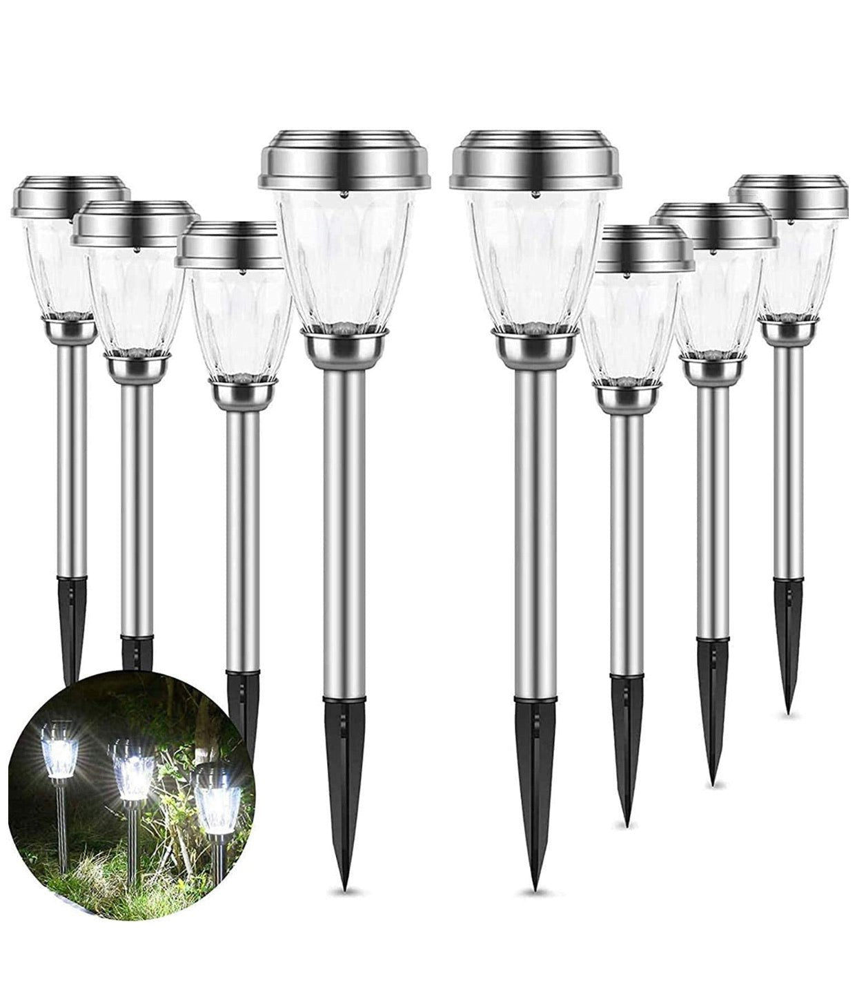 Patriot Lighting Kingston Pathway Solar Lights Stainless Still (12-Pack) - Outdoor Solar Outlet