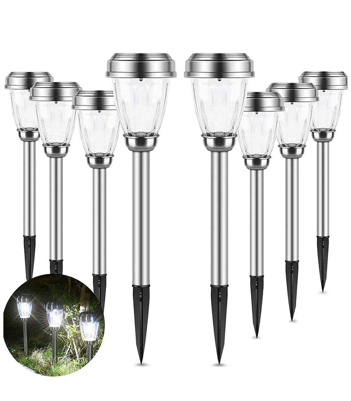 Patriot Lighting Kingston Pathway Solar Lights Stainless Still (12-Pack) - Outdoor Solar Outlet