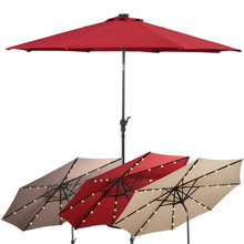 Load image into Gallery viewer, High Quality 10 Ft Patio Solar Umbrella with Crank Solar-powered LED Lights 8 Firm UV Protective Outdoor Patio Beach Umbrella