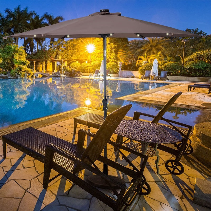 High Quality 10 Ft Patio Solar Umbrella with Crank Solar-powered LED L – Outdoor Solar Outlet