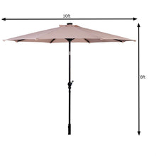 Load image into Gallery viewer, High Quality 10 Ft Patio Solar Umbrella with Crank Solar-powered LED Lights 8 Firm UV Protective Outdoor Patio Beach Umbrella