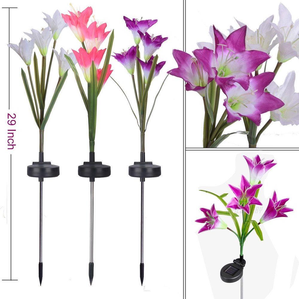 Solar Lily Flower Lights (Pack of 4 = 16 Flowers)