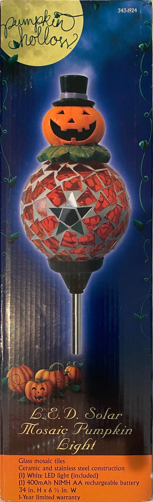 Pumpkin Solar LED Jewelry Multi-Colored 32 in. Mosaic Patterned Globe Pathway Stake Light (1-Pack) - Outdoor Solar Outlet