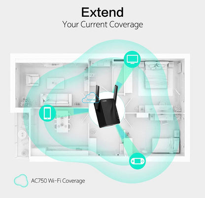 rockspace WiFi Extender - Dual-band Wifi Range Extender with erthernet port, Access Point Mode, WPS Button Setup, 360° Full Coverage, Connected up to 20+ Devices - Outdoor Solar Outlet