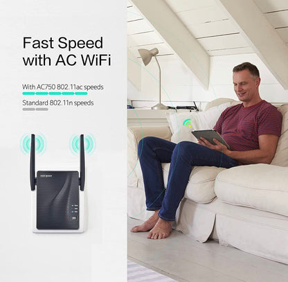 rockspace WiFi Extender - Dual-band Wifi Range Extender with erthernet port, Access Point Mode, WPS Button Setup, 360° Full Coverage, Connected up to 20+ Devices - Outdoor Solar Outlet