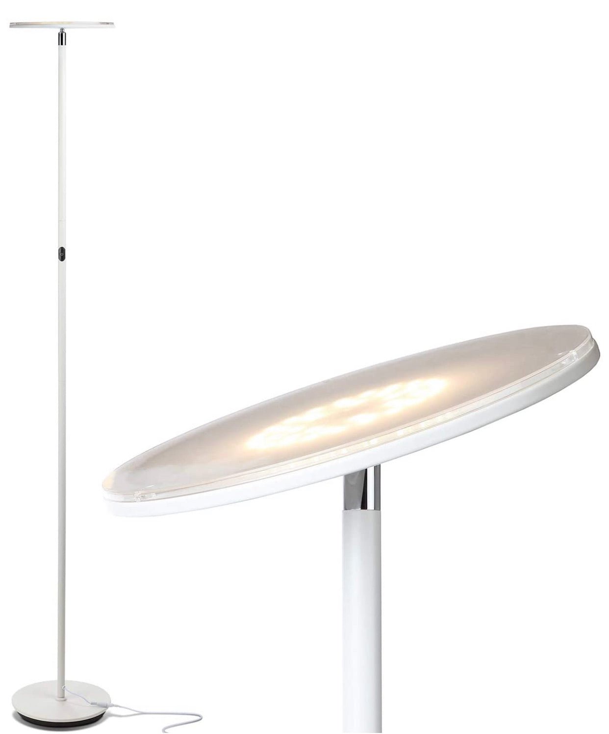 Sky Moon LED Torchiere Super Bright Floor Lamp - High Lumen Light for Living Rooms & Offices - Dimmable - Outdoor Solar Outlet