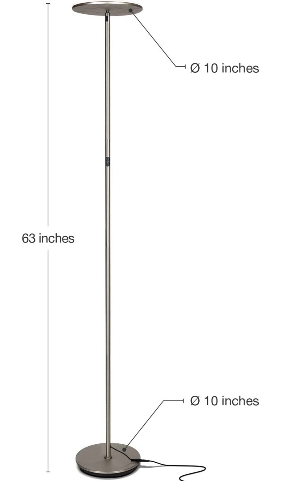 Sky Moon LED Torchiere Super Bright Floor Lamp - High Lumen Light for Living Rooms & Offices - Dimmable - Outdoor Solar Outlet